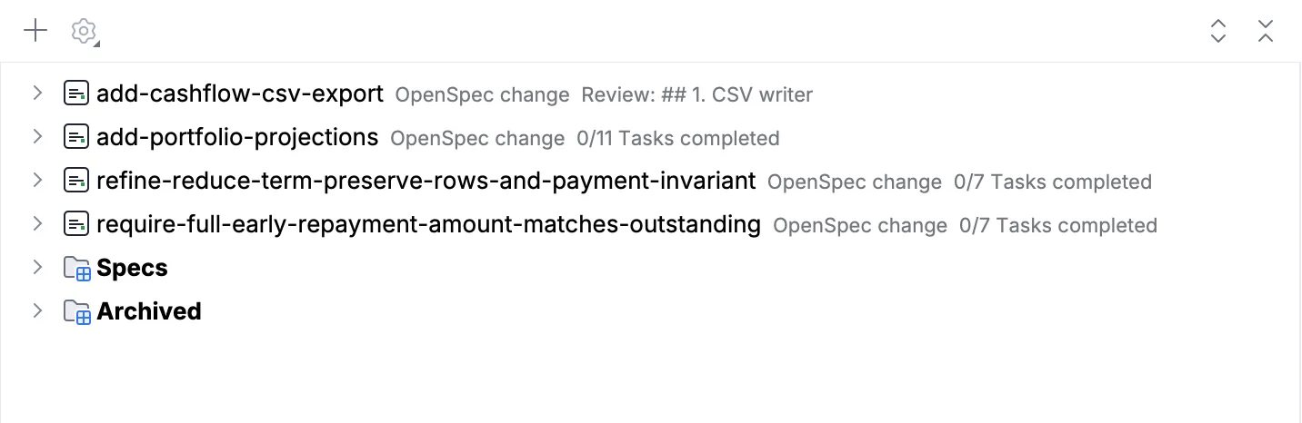 OpenSpec changes in the Spec Explorer