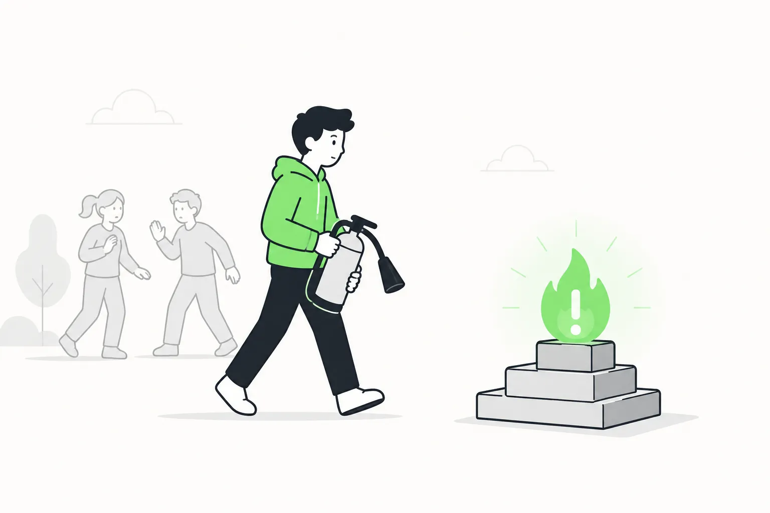 Step 2: run toward the fire
